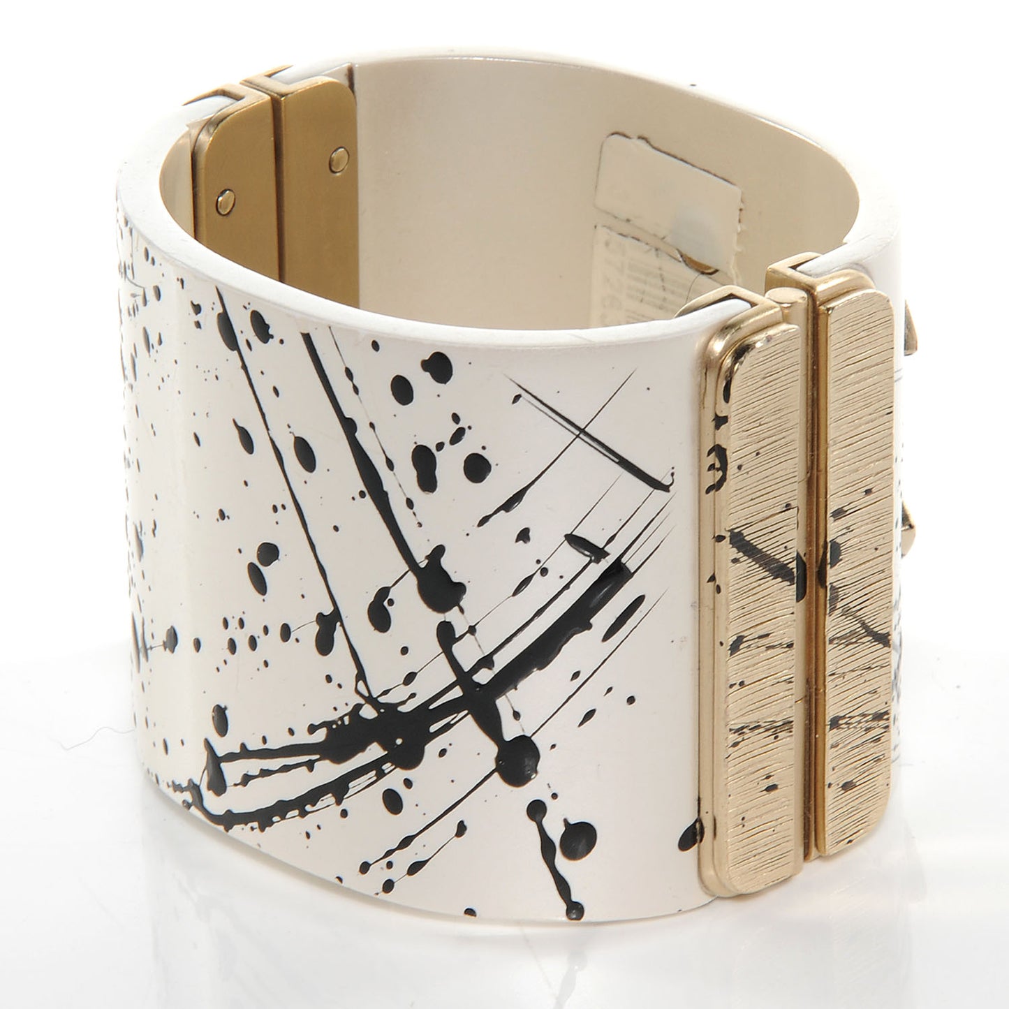 Matte Jackson Pollock Splattered Paint Cuff Ivory CC