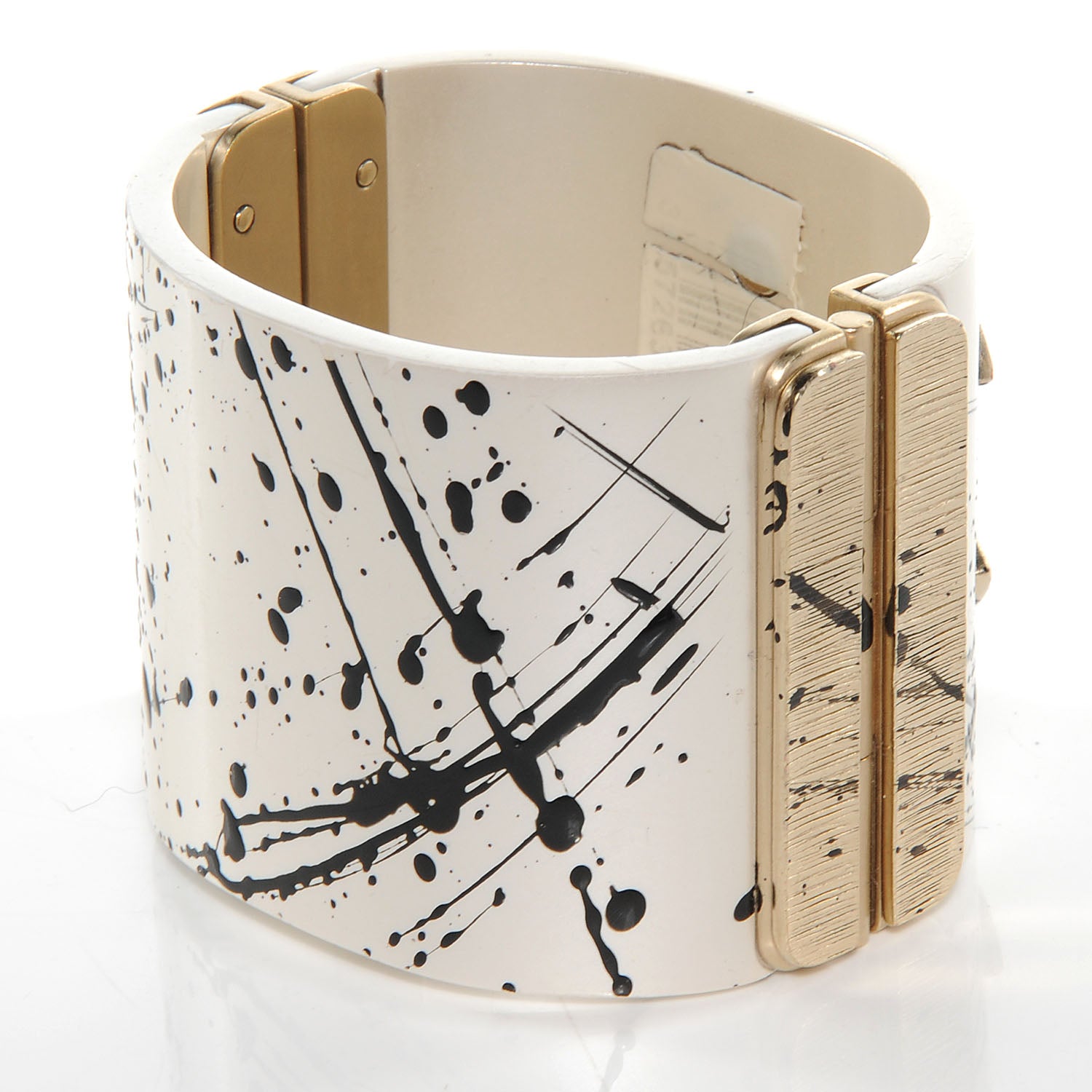 Chanel Matte Jackson Pollock Splattered Paint Cuff Ivory CC 3 of 6