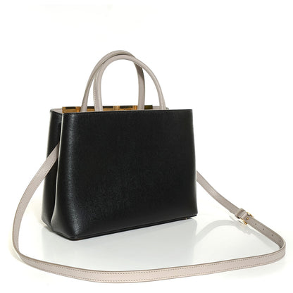 Fendi Vitello Elite Monster Petite 2Jours Tote Multicolor Black Grigio Polvere Multicolor 3 of 8