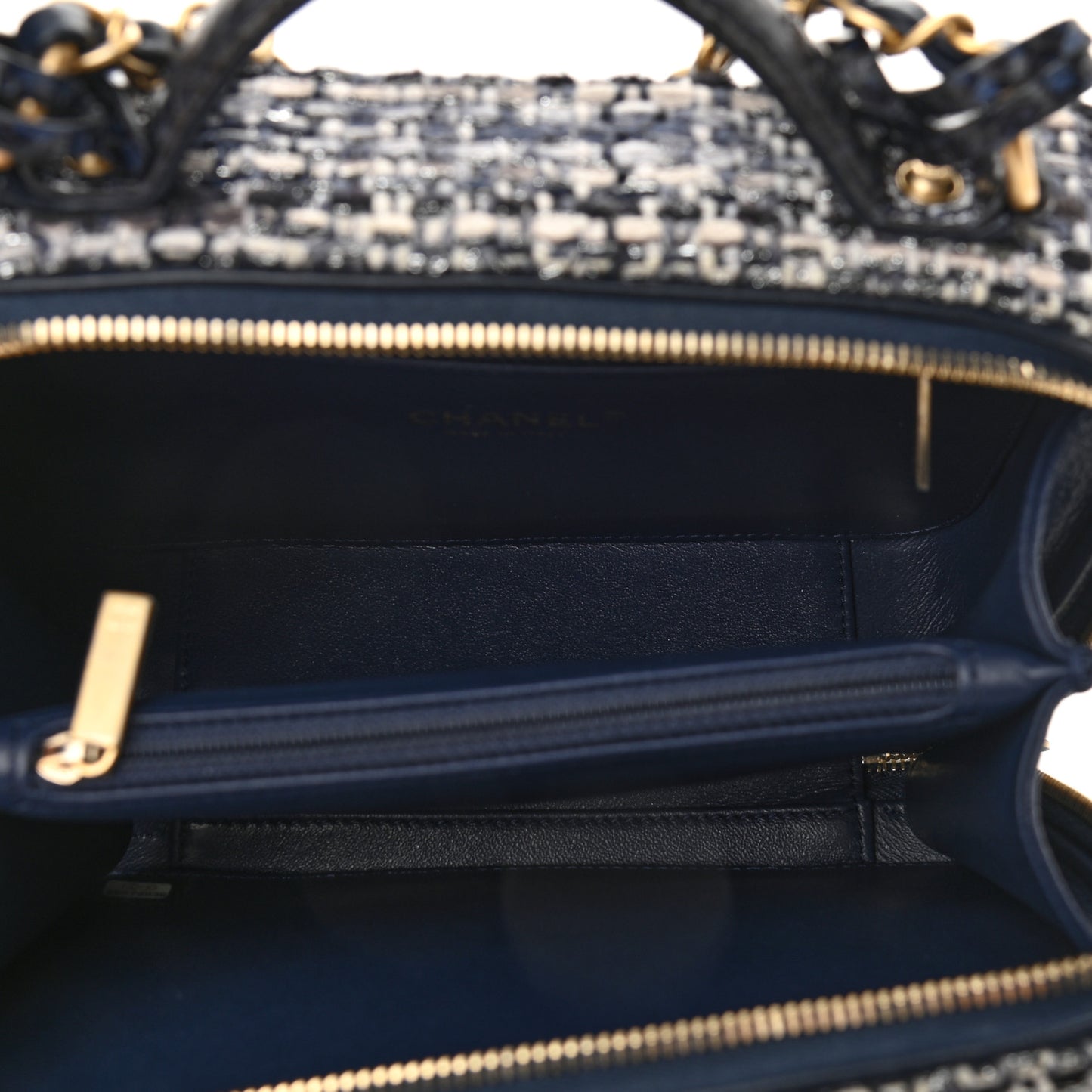 Tweed Snakeskin Quilted Medium CC Filigree Vanity Case Multicolor