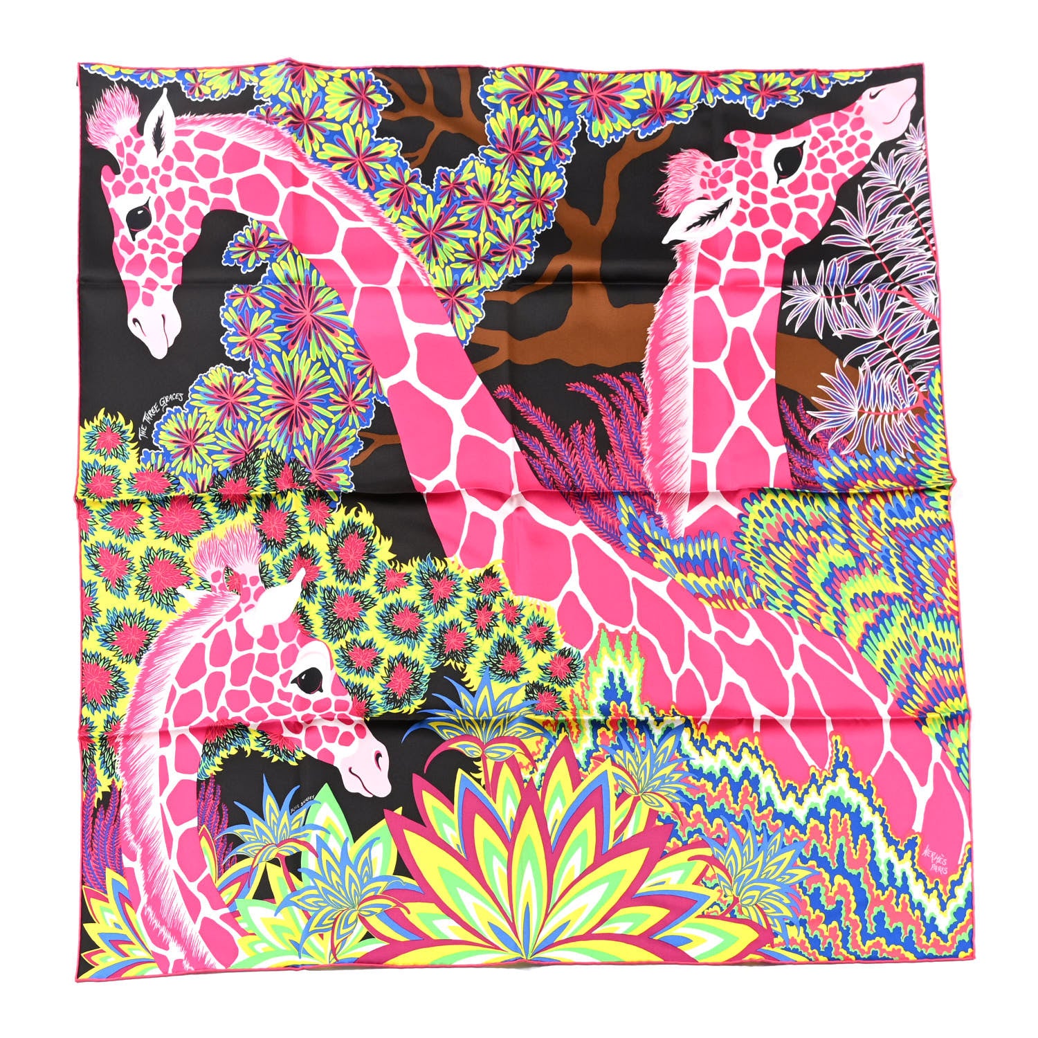 Hermes Silk The Three Graces Scarf 90 Chocolate Rose Vif 1 of 6