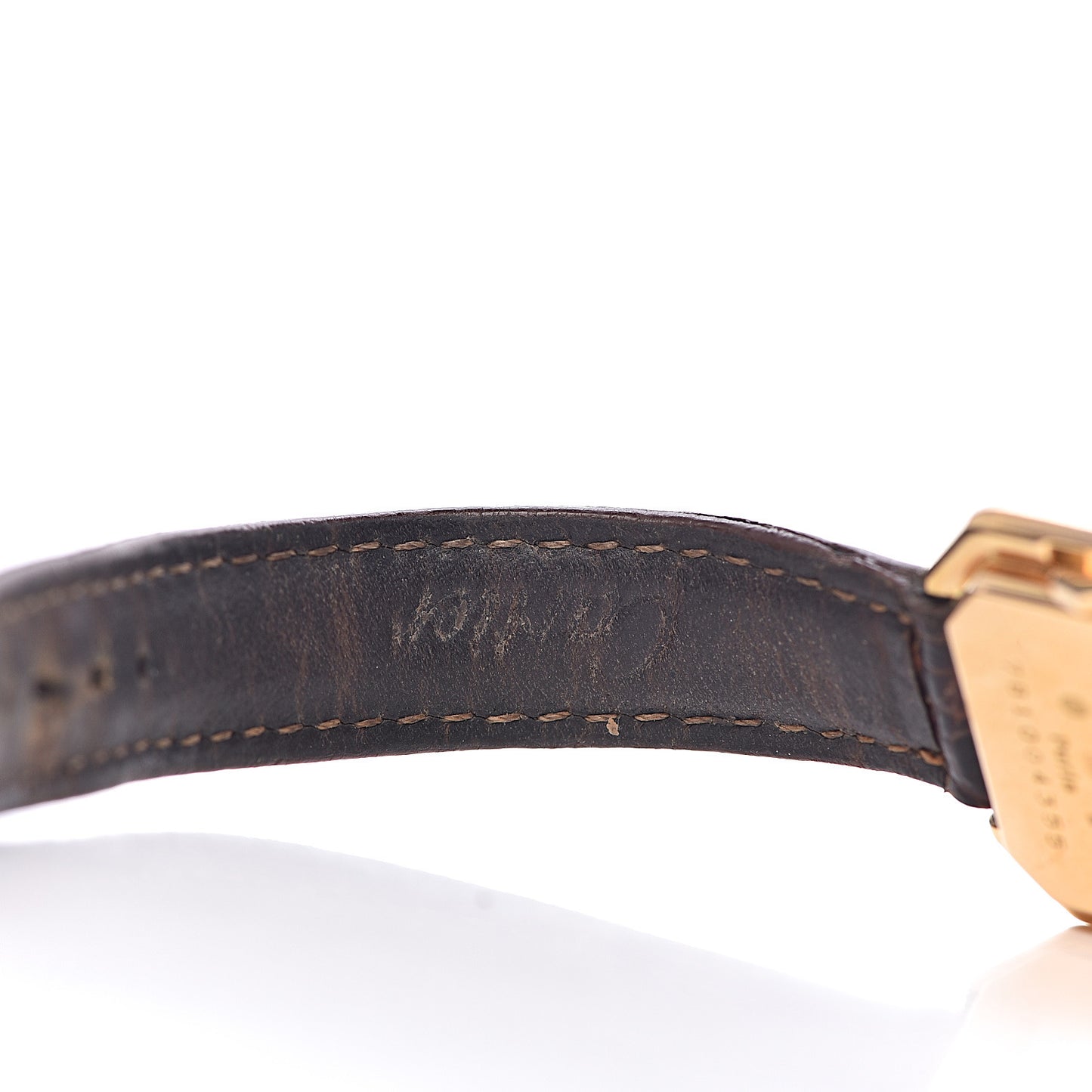 18K Yellow Gold Alligator 20mm Ceinture Octagonal Quartz Watch Brown