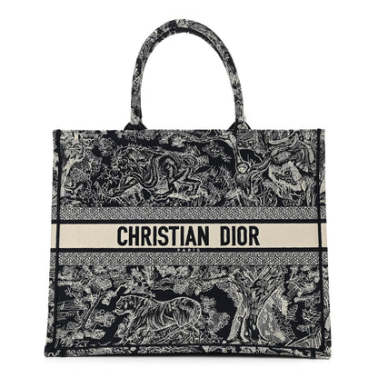 Christian Dior Canvas Embroidered Large Dioriviera Toile De Jouy Reverse Book Tote Blue 1 of 9