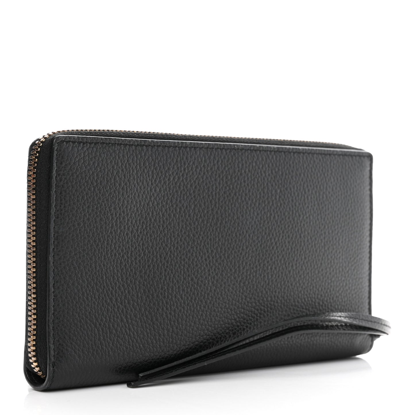 Grained Calfskin Neo Classic Gold Hardware Continental Zip Around Wallet Black
