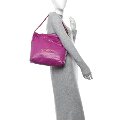 Chanel Shiny Calfskin Quilted Small Chanel 22 Purple 2 of 12
