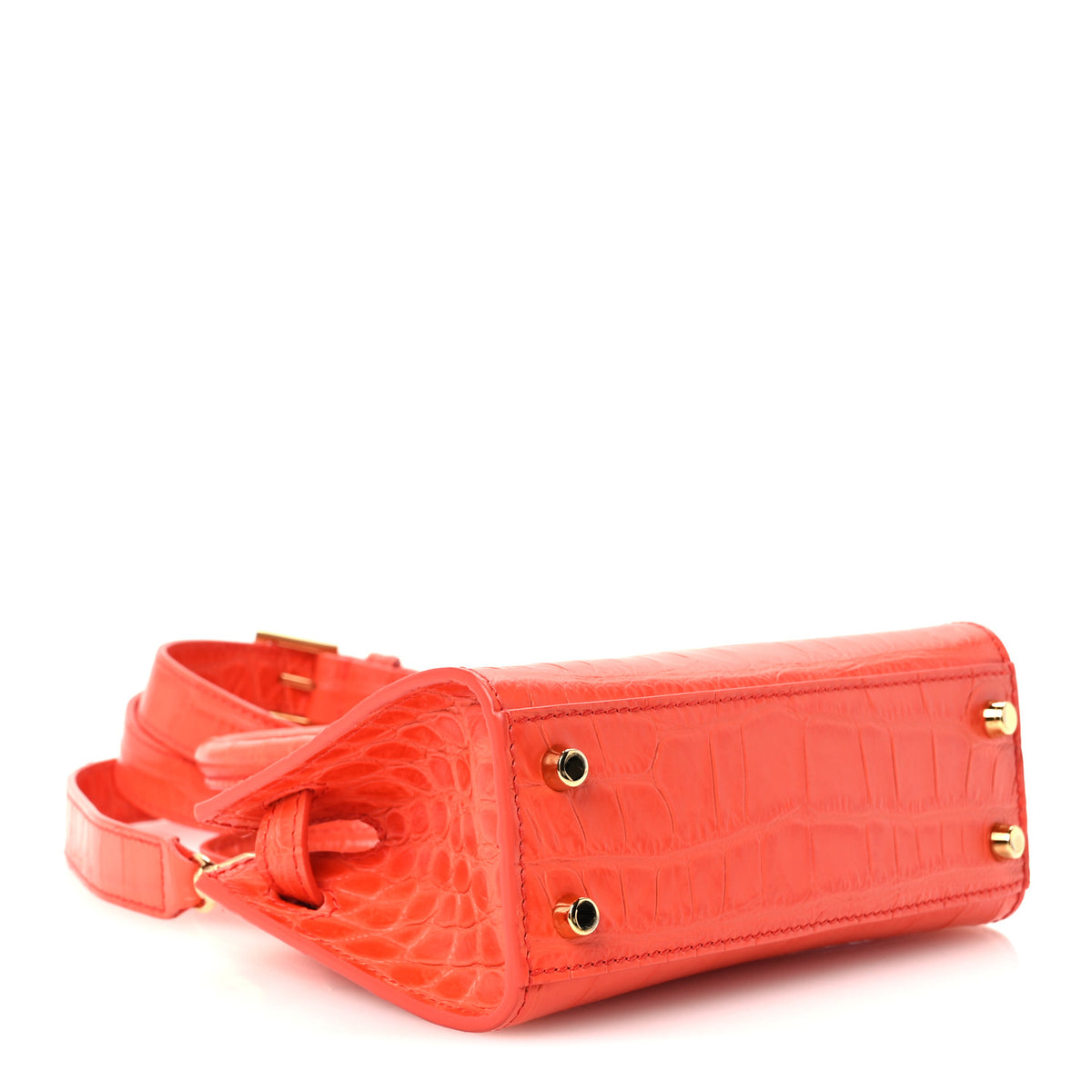 Versace Calfskin Crocodile Embossed Mini Medusa '95 Tote Orange 4 of 11