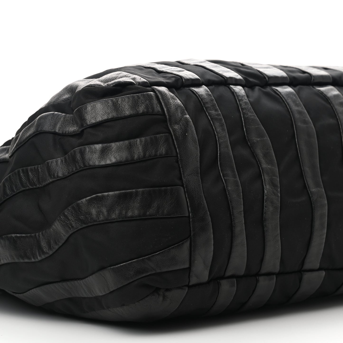 Metallic Nappa Tessuto Nylon Mordore Stripes Tote Black