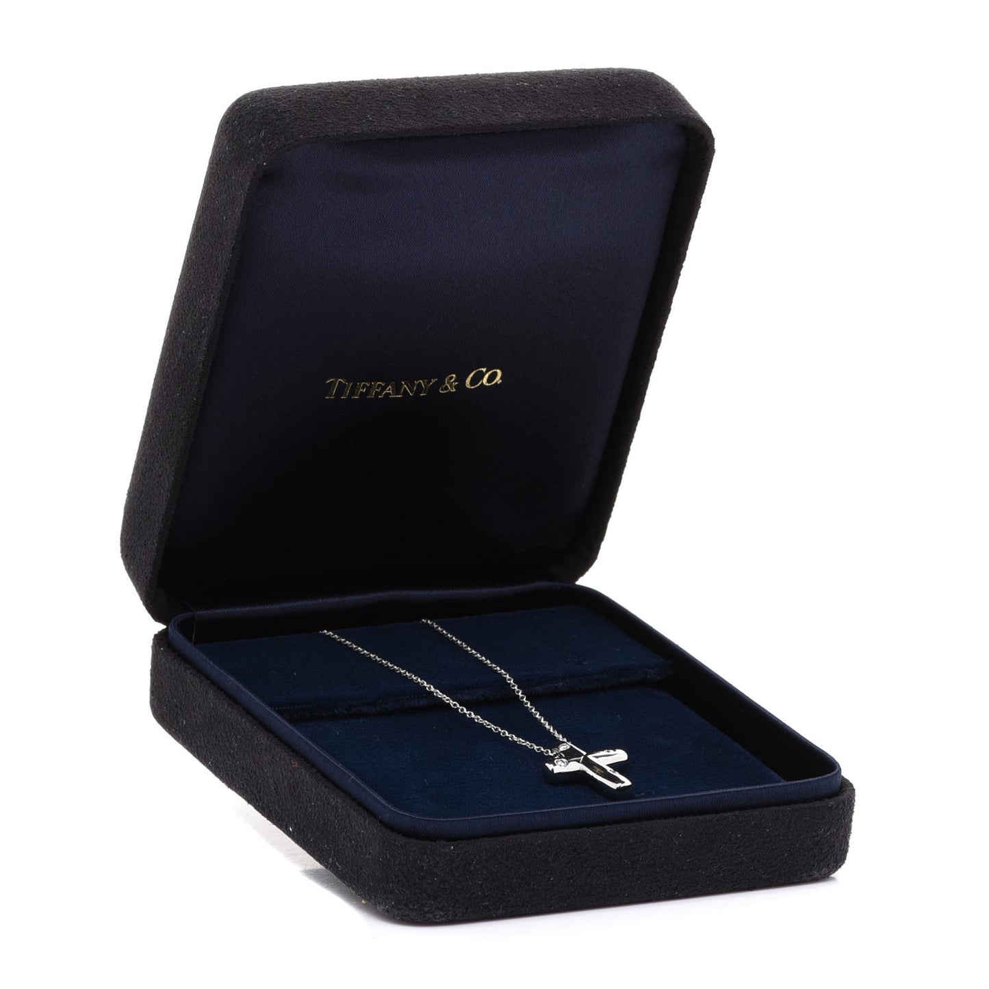 Platinum Diamond Etoile Cross Pendant Necklace