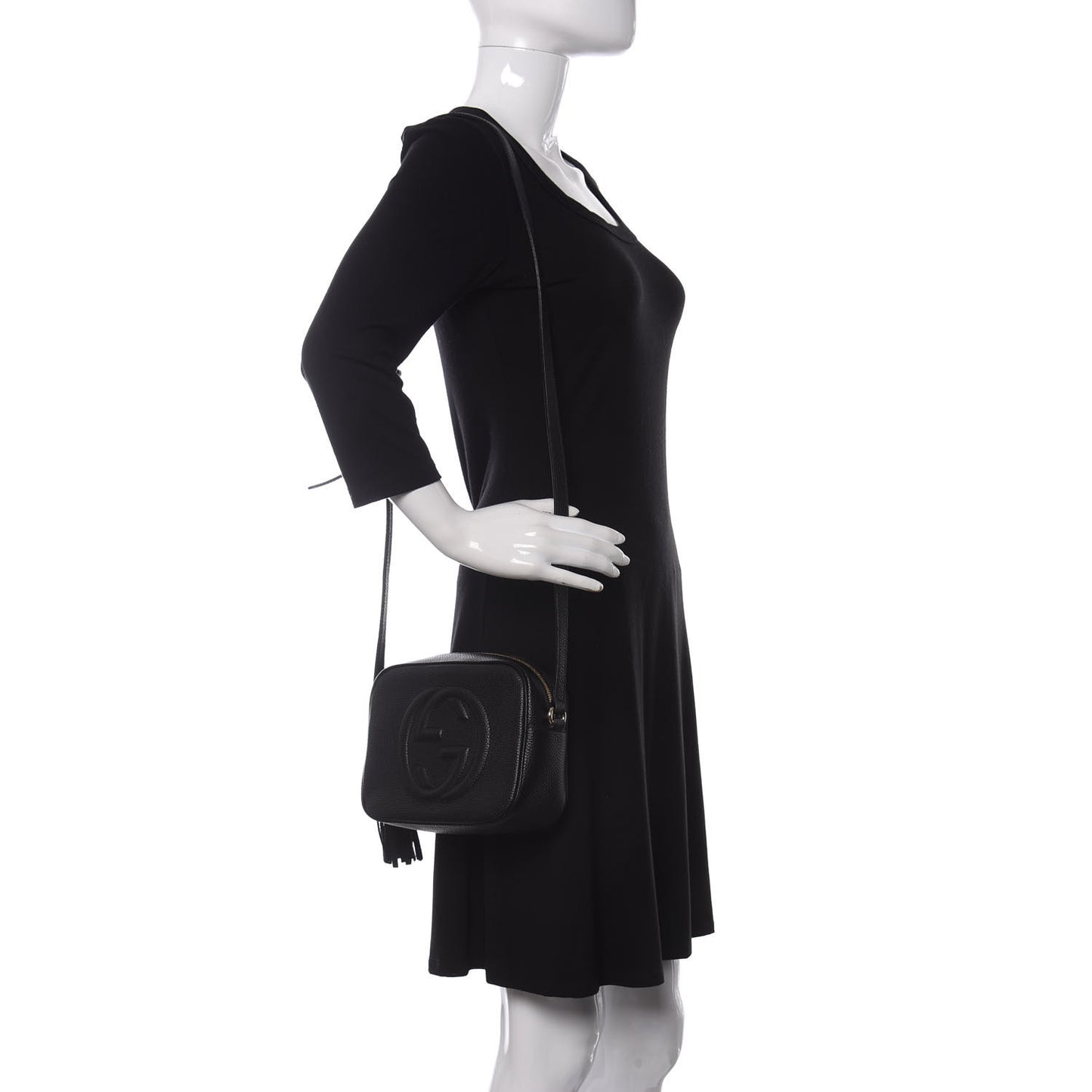 Pebbled Calfskin Small Soho Disco Bag Black