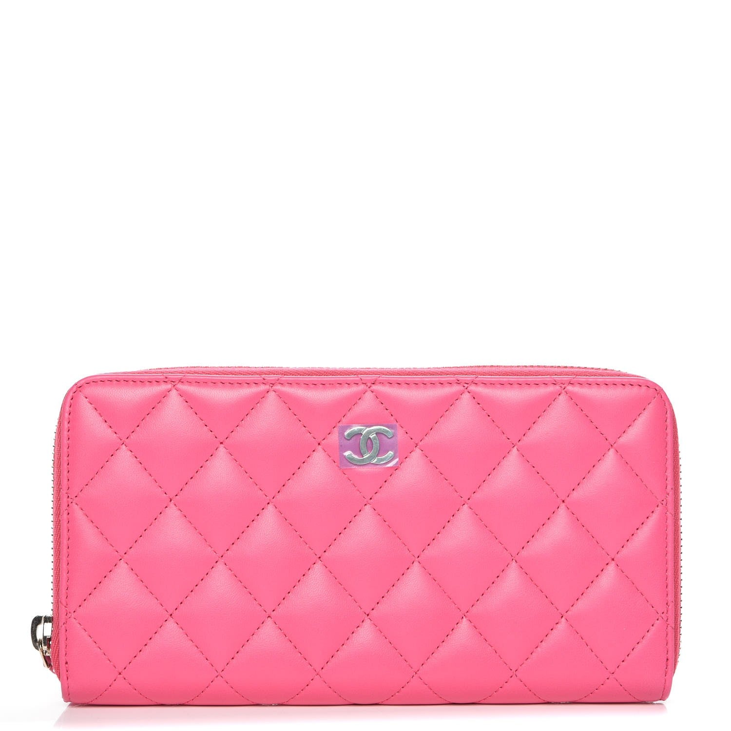 Chanel Lambskin Quilted Large Gusset Zip Around Wallet Pink 1 of 8