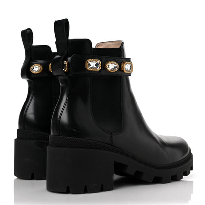 Gucci Calfskin Crystal GG Trip Chelsea Ankle Boots 39.5 Black 4 of 11