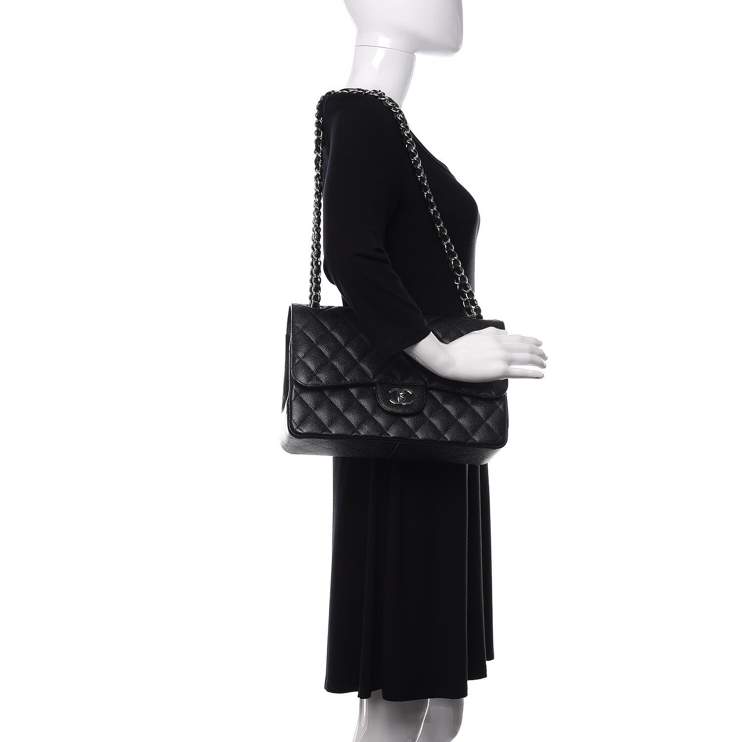 Chanel Caviar Quilted Jumbo Double Flap Black 3 of 11