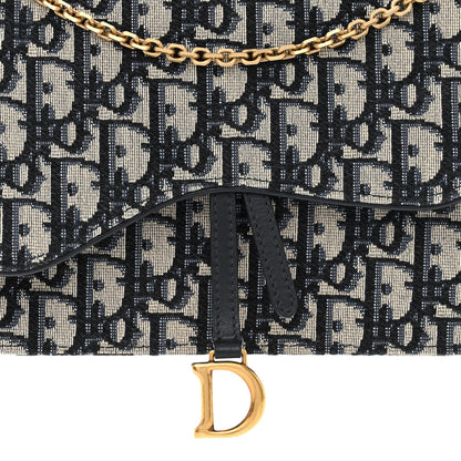 Christian Dior Oblique Saddle Chain Pouch Blue 8 of 13