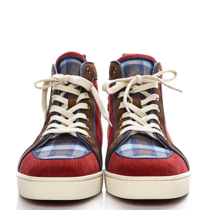 Christian Louboutin Mens Corduroy Plaid Rantus Orlato Sneakers 47.5 Rouge DM Blue 2 of 8