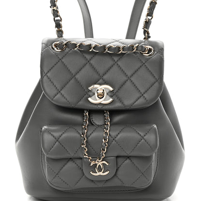 Chanel Lambskin Quilted Small Duma Drawstring Backpack Grey 7 of 11