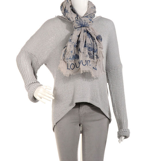 Louis Vuitton Cotton Linen Toile Etole De Louis Pareo Blue 2 of 7