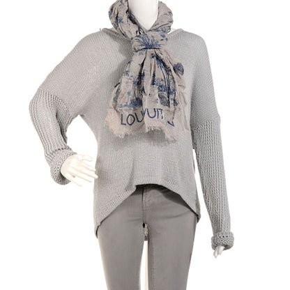 Louis Vuitton Cotton Linen Toile Etole De Louis Pareo Blue 2 of 7