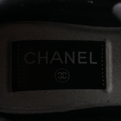 Chanel Suede Calfskin Nylon Grosgrain CC Sneakers 37 Black 8 of 9