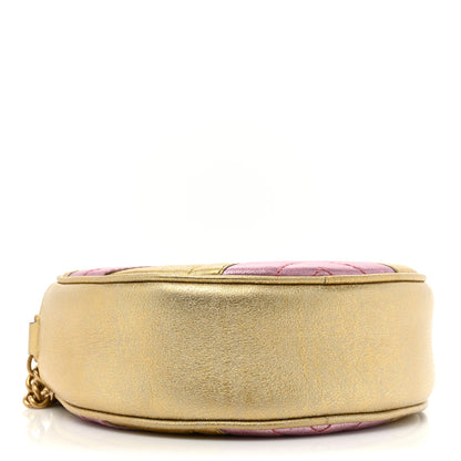 Gucci Metallic Nappa Matelasse Heart Mini GG Marmont Round Shoulder Bag Oro Vecchio Rosa 4 of 13