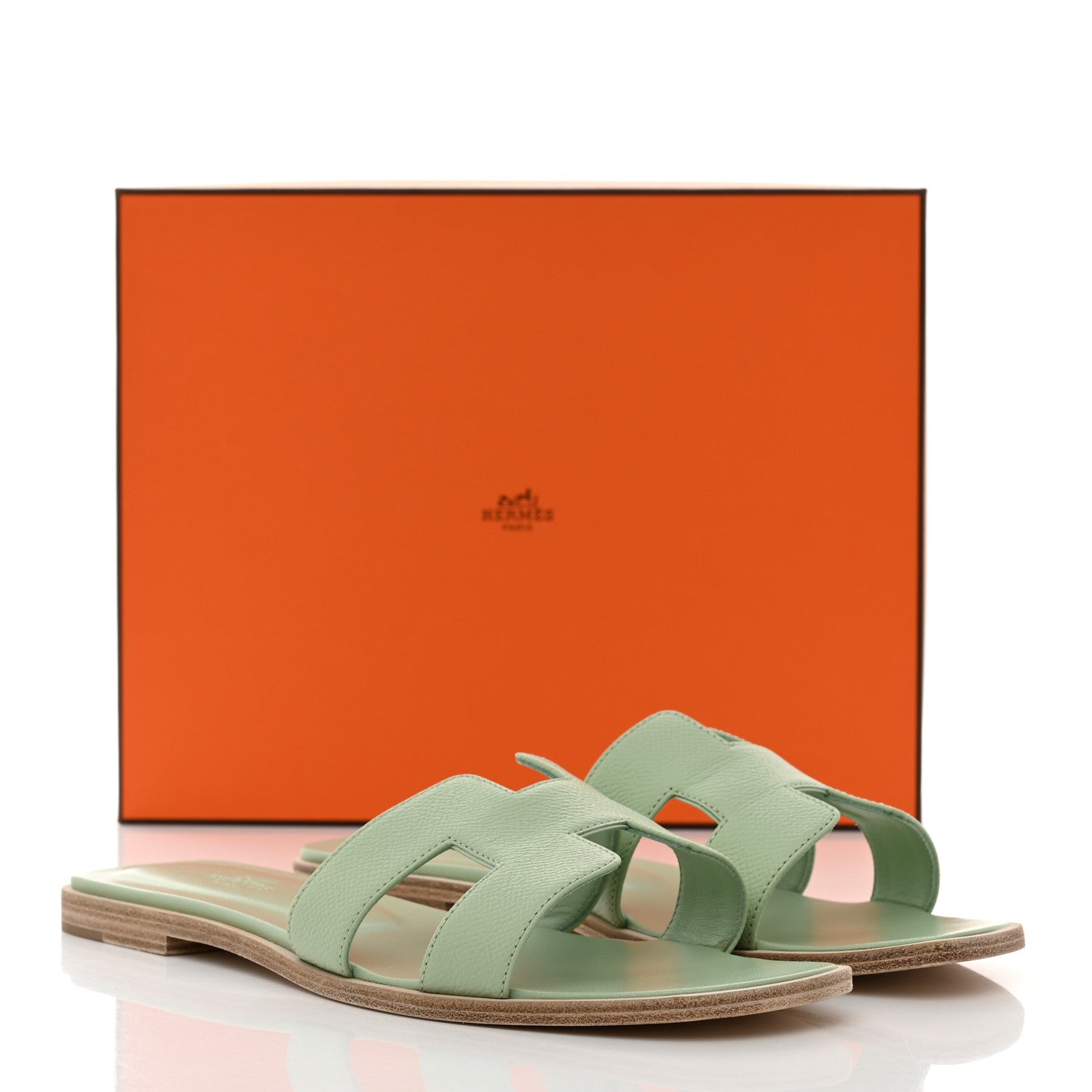 Hermes Epsom Oran Sandals 39.5 Vert Jade 9 of 9