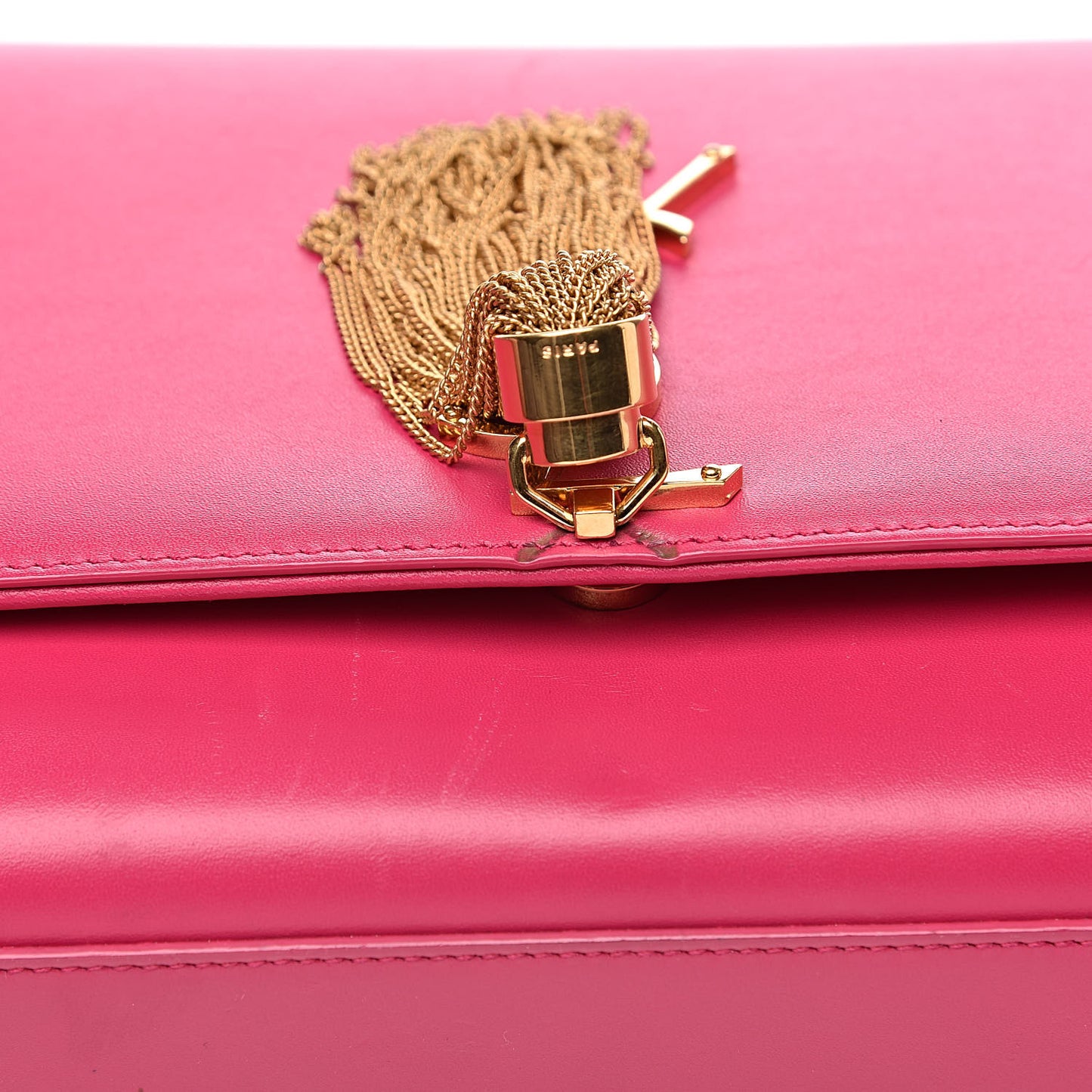 Smooth Calfskin Medium Classic Monogram Kate Tassel Satchel Fuchsia