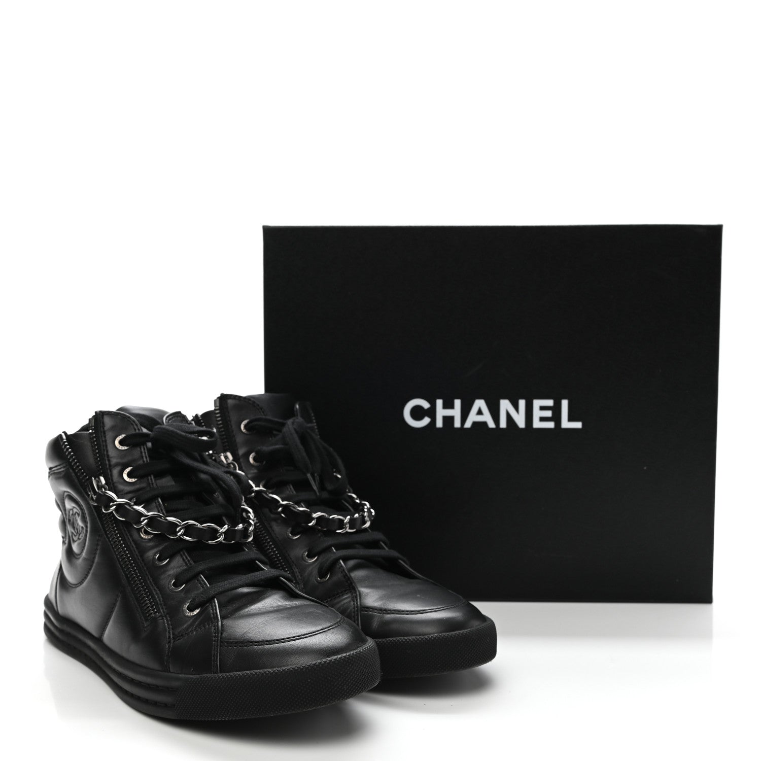 Chanel Lambskin Zipped Chain CC Sneakers 40.5 Black 10 of 10