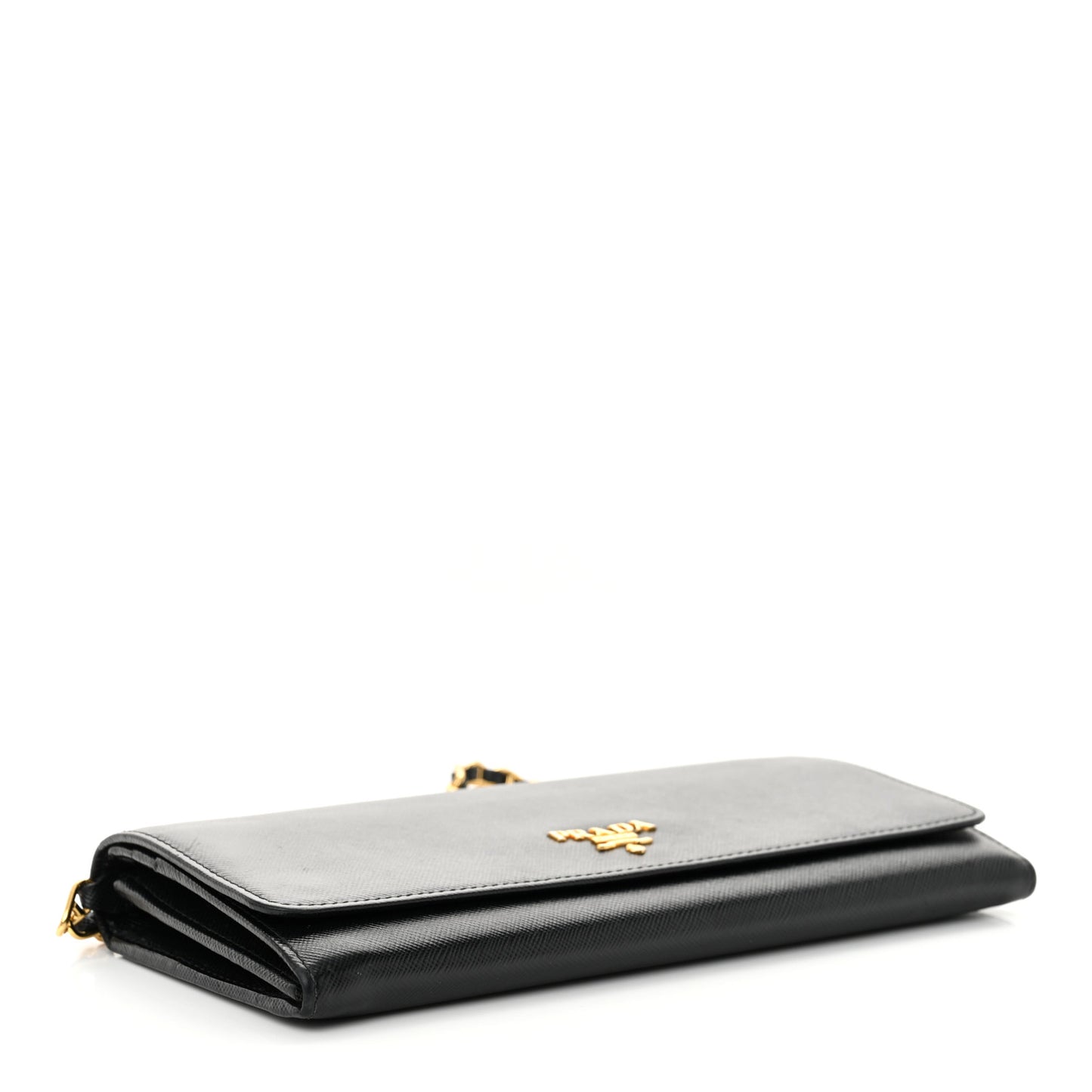Saffiano Metal Oro Chain Wallet Black