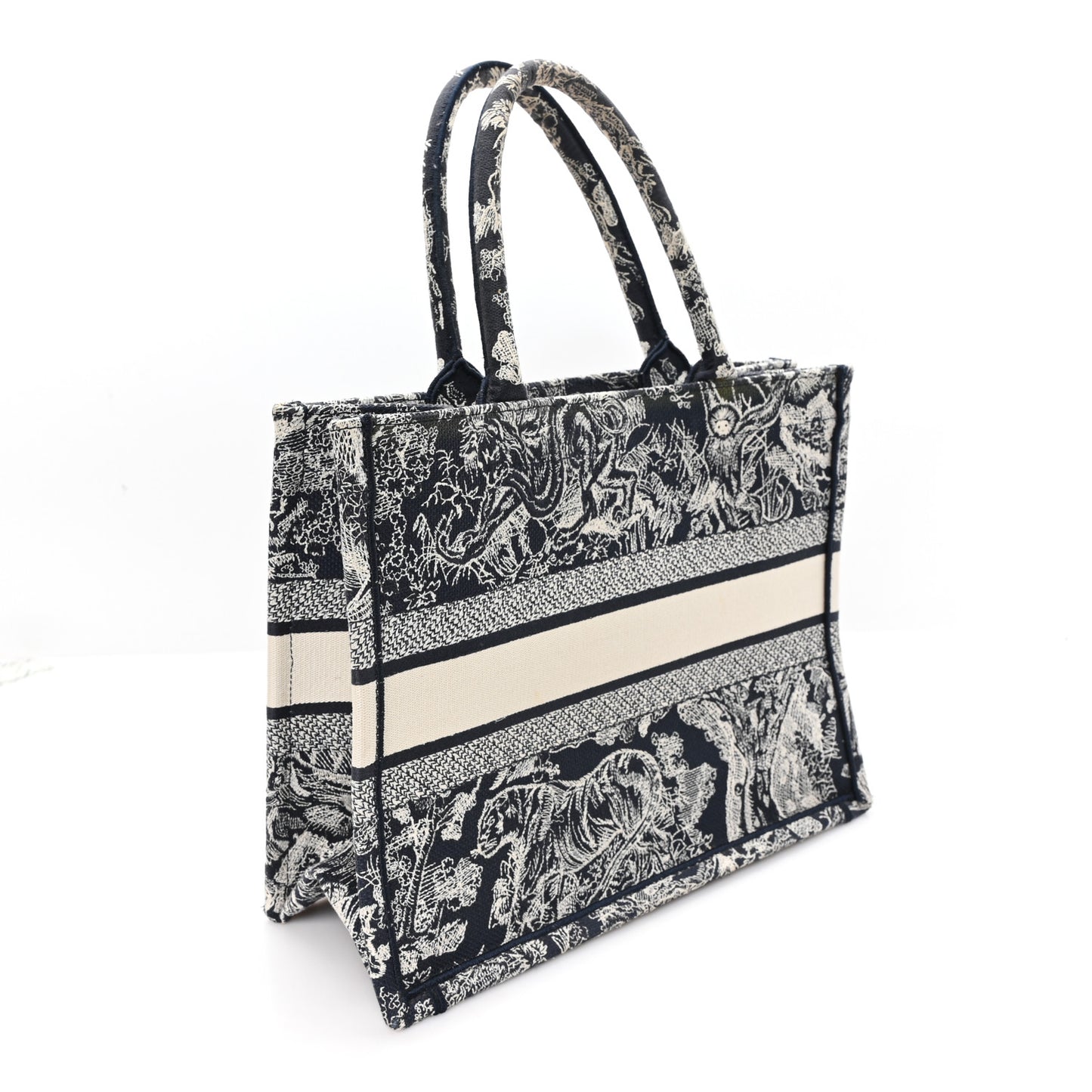 Canvas Embroidered Medium Dioriviera Toile De Jouy Reverse Book Tote Blue
