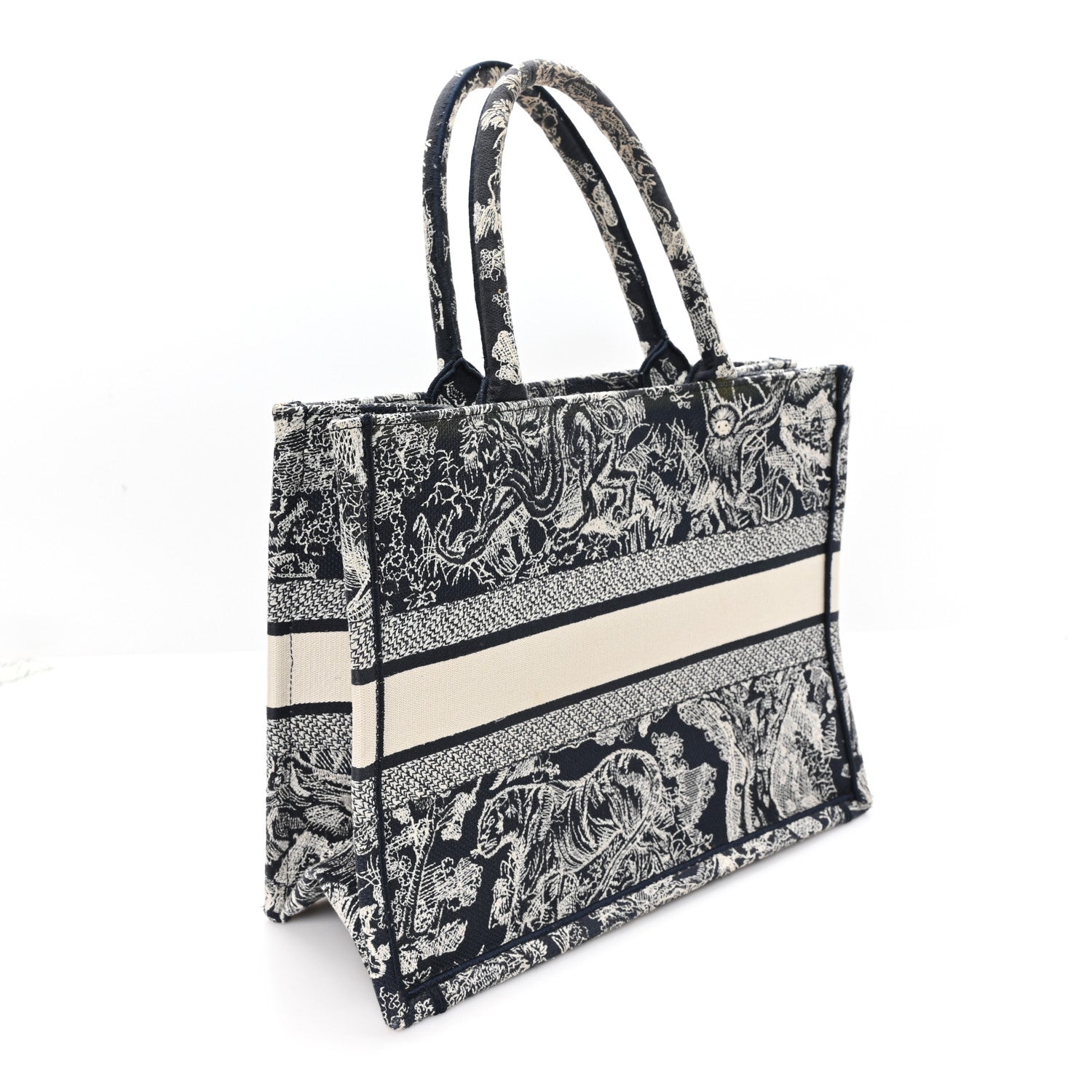 Christian Dior Canvas Embroidered Medium Dioriviera Toile De Jouy Reverse Book Tote Blue 3 of 10