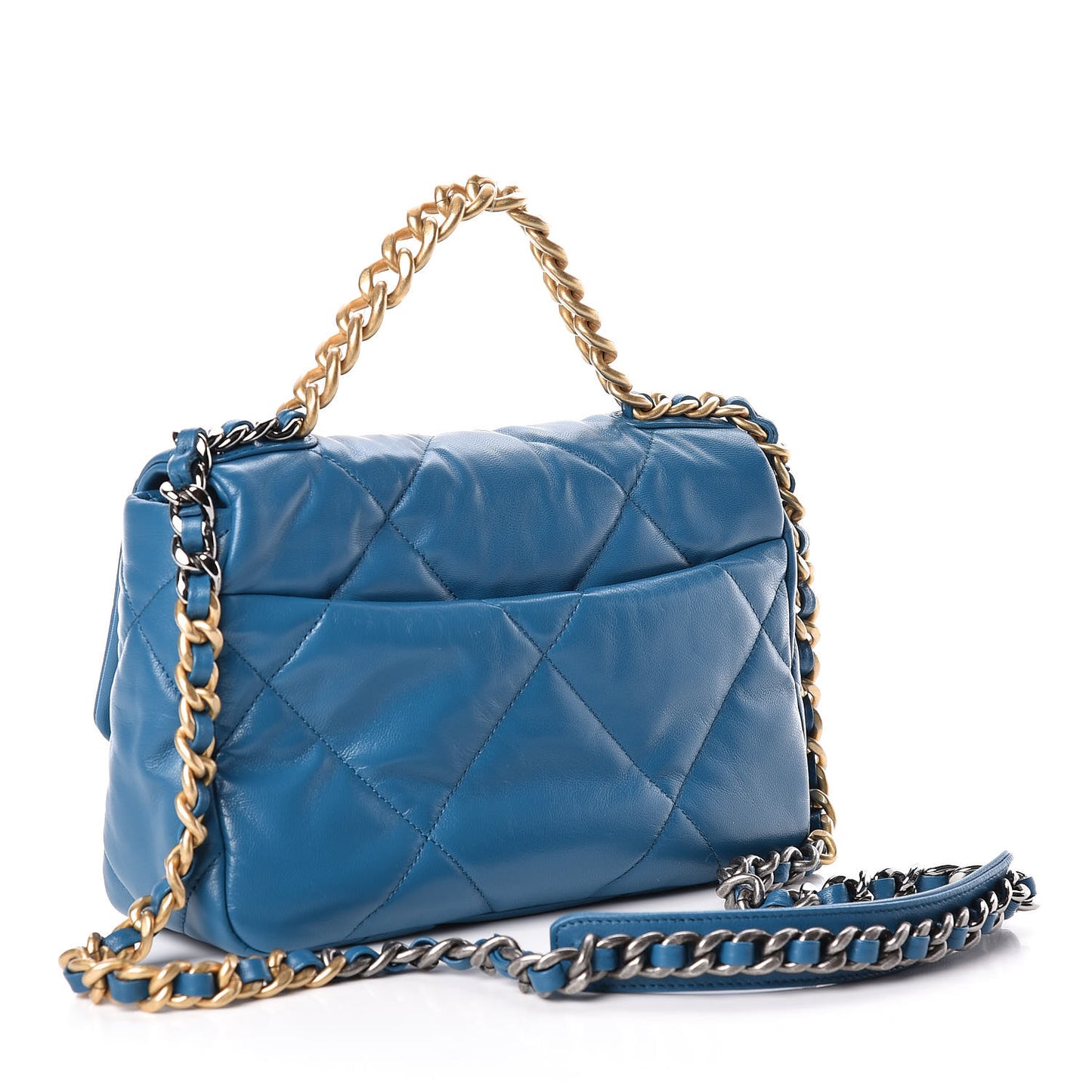Goatskin Quilted Medium 19 Flap Turquoise