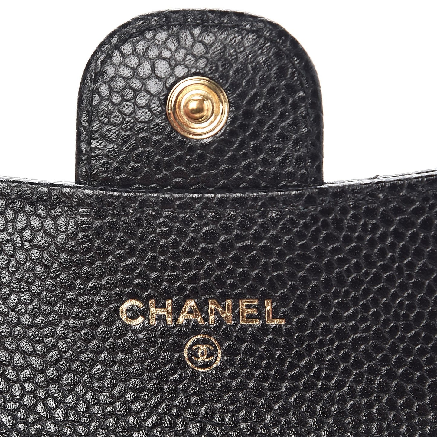 Caviar Quilted Flap Card Holder Black