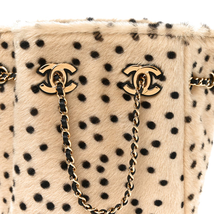 Chanel Pony Hair Cheetah Printed CC Chain Bucket Bag Light Beige Black 8 of 10