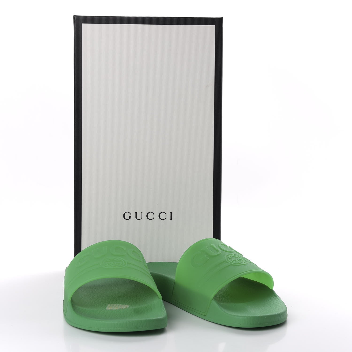 Gucci Rubber Logo Stamped Mens Slide Sandals 8 Verde 9 of 9