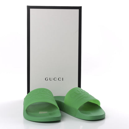 Gucci Rubber Logo Stamped Mens Slide Sandals 8 Verde 9 of 9