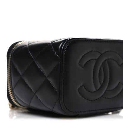 Chanel Lambskin Quilted Top Handle Mini Vanity Case With Chain Black 9 of 10