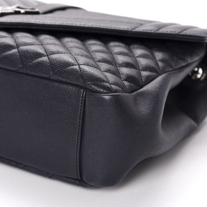 Saint Laurent Calfskin Mixed Matelasse Triquilt Large Monogram Envelope Satchel Deep Marine 7 of 11