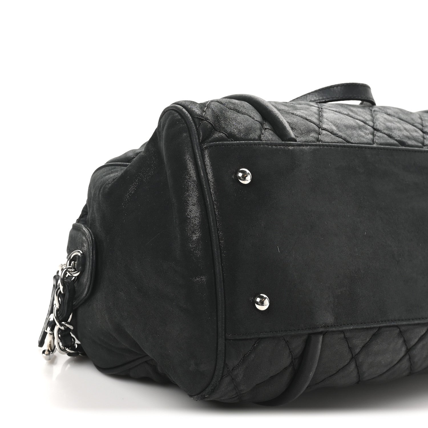 Chanel Iridescent Calfskin Quilted Relax CC Bowler Bag Black 9 of 10