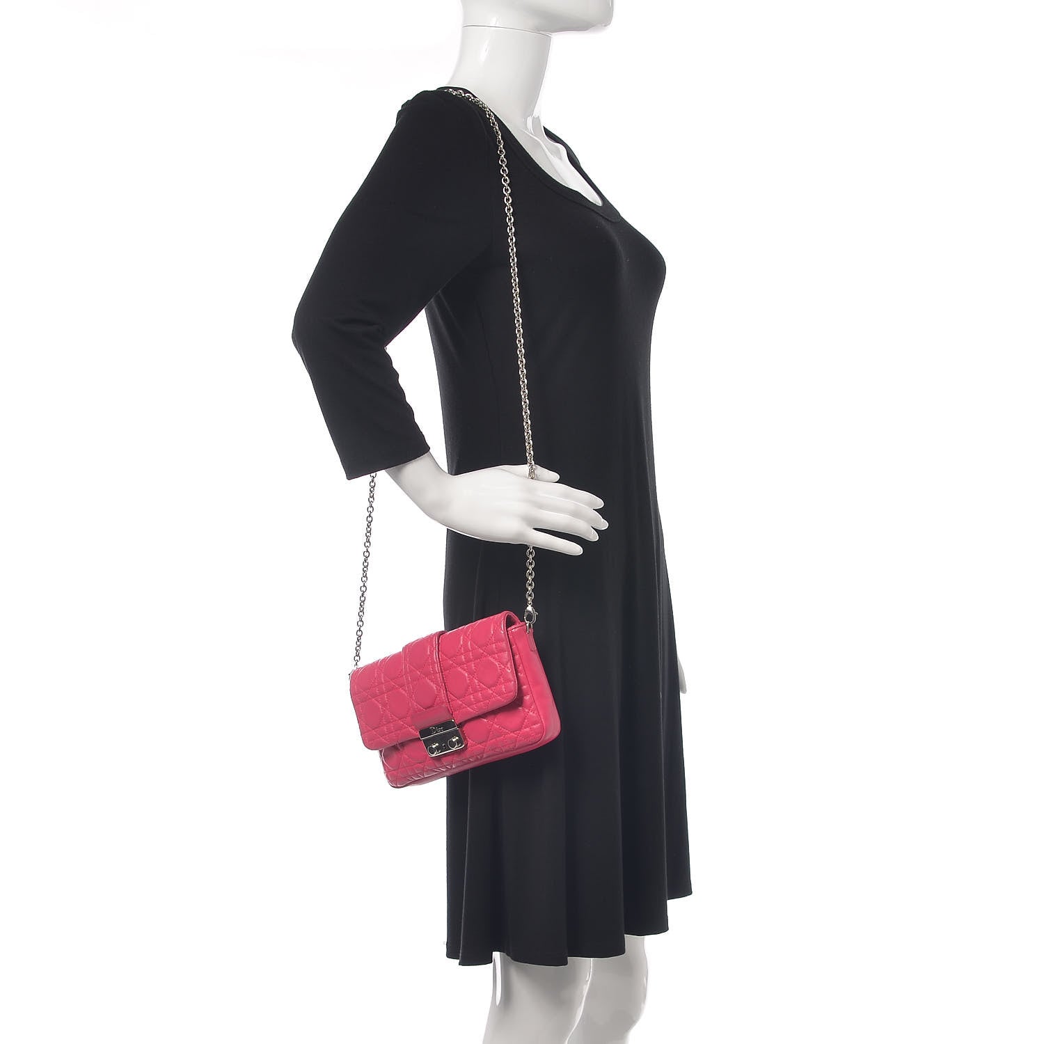 Christian Dior Lambskin Cannage New Lock Pouch Fuchsia 2 of 17
