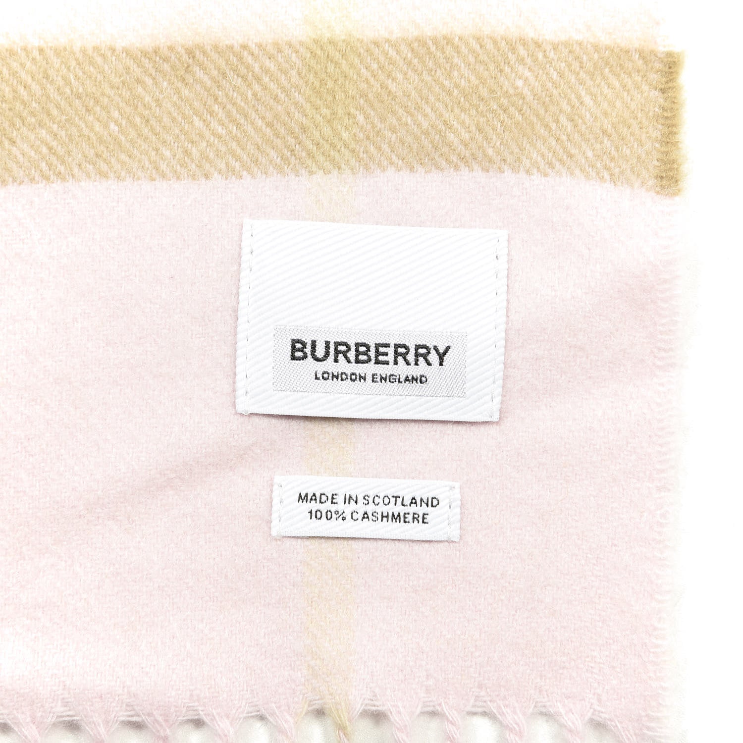 Burberry Cashmere Giant Check Fringe Scarf Pink 3 of 4