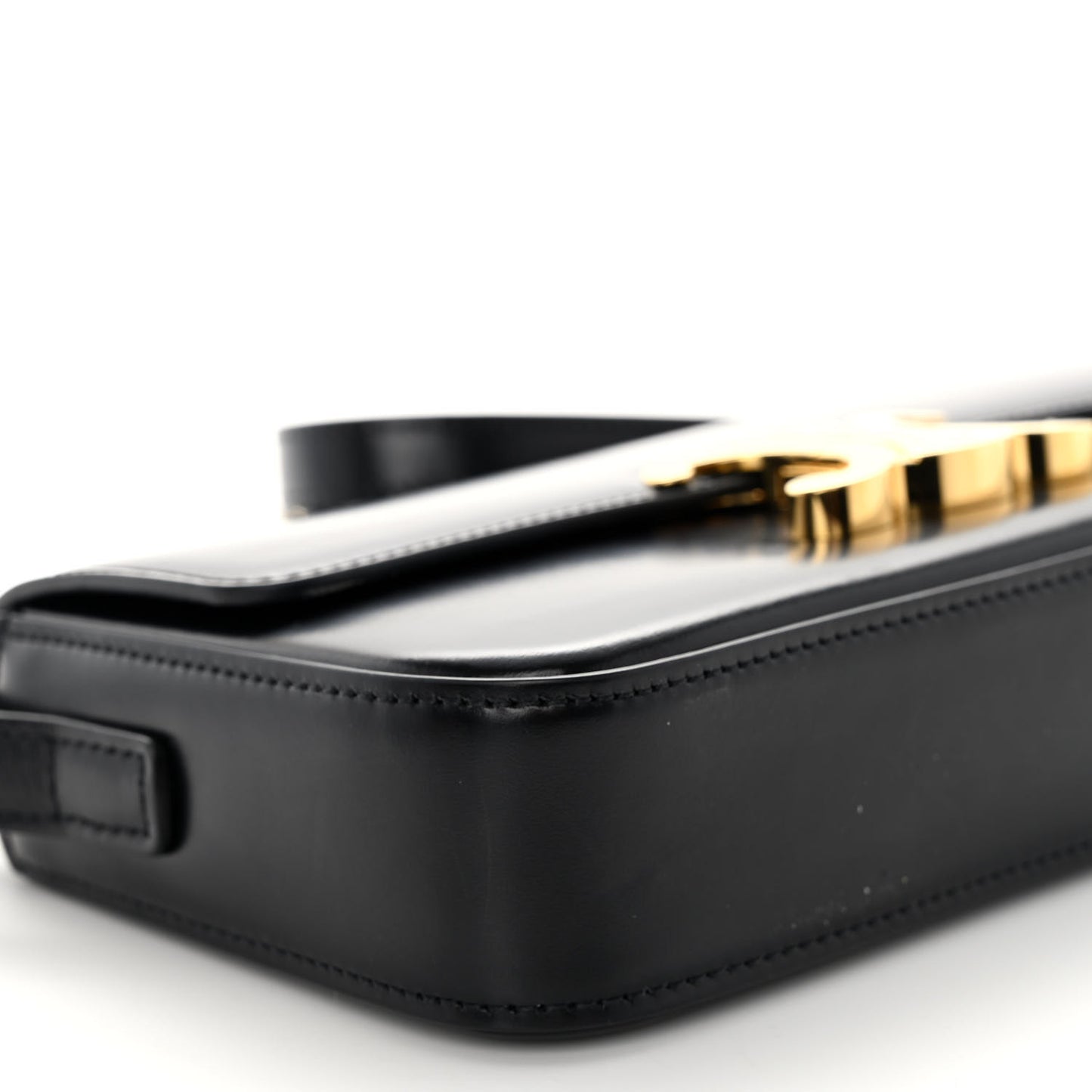 Shiny Calfskin Triomphe Shoulder Bag Black