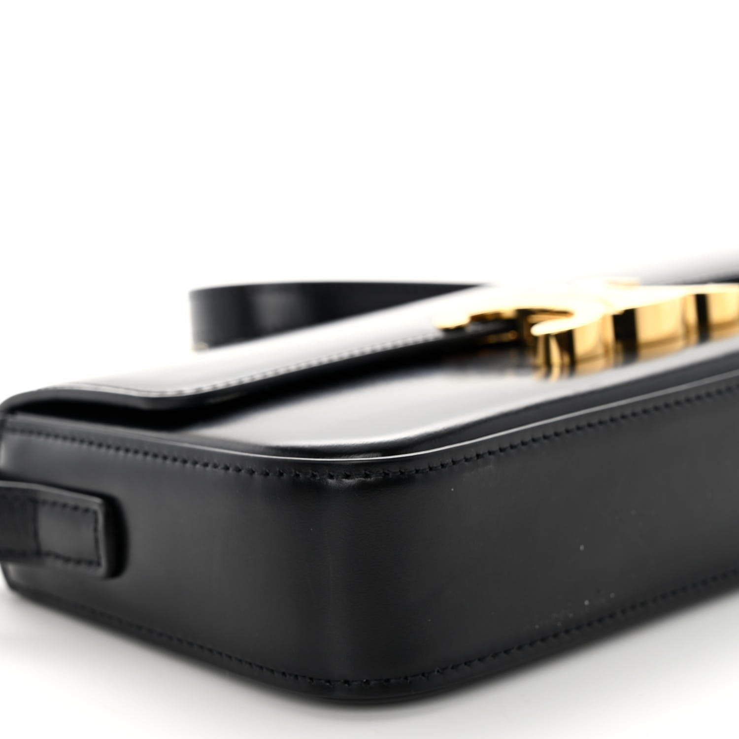 Celine Shiny Calfskin Triomphe Shoulder Bag Black 9 of 10