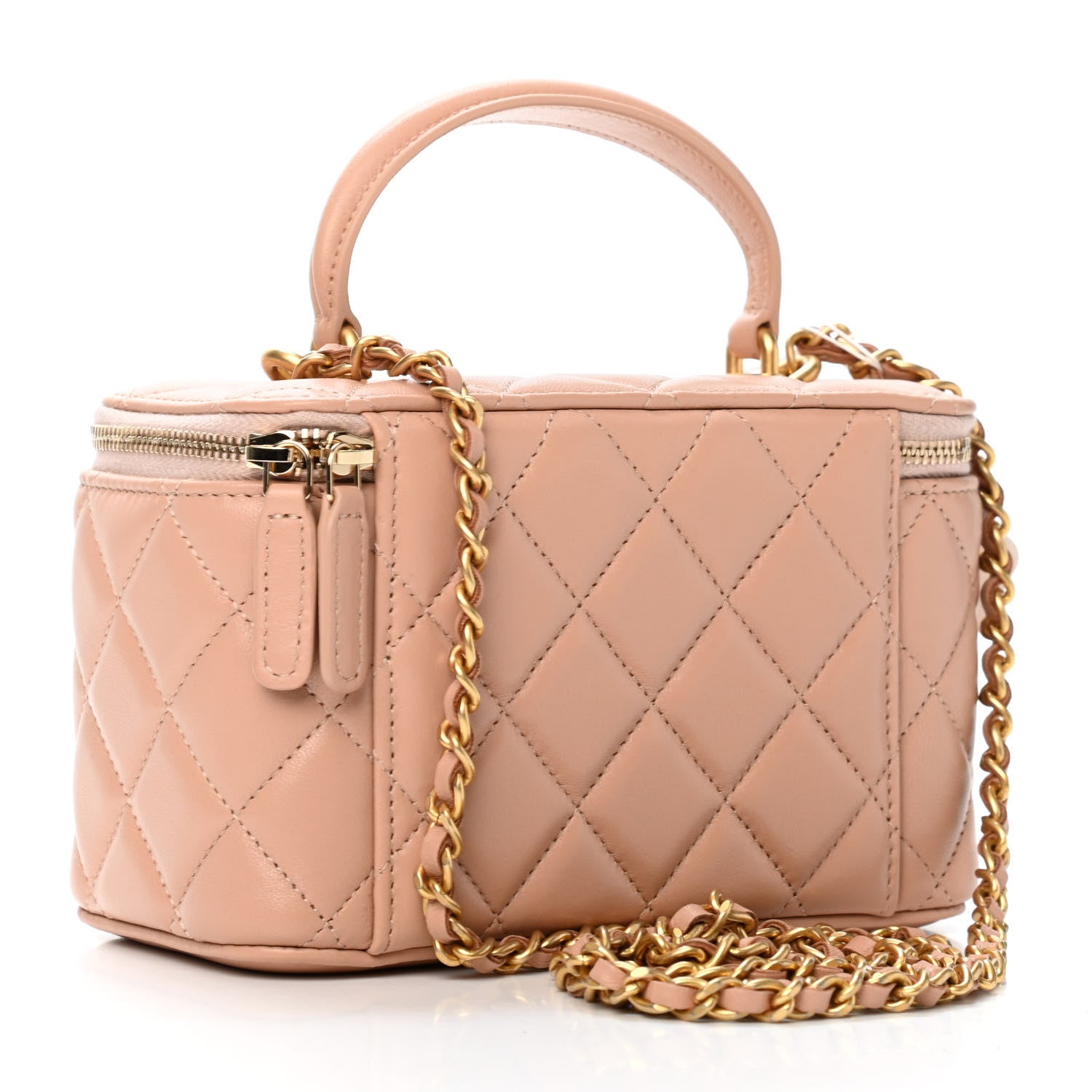 Chanel Lambskin Quilted Small Top Handle Vanity Case With Chain Beige 2 of 4