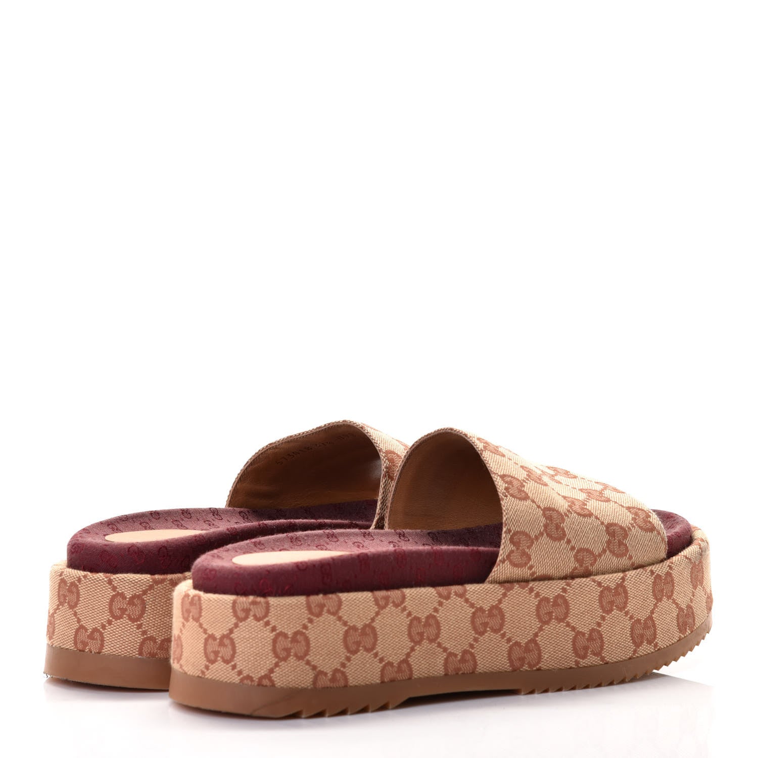 Gucci Canvas GG Monogram Angelina Platform Slide Sandals 37.5 Beige Ruggine 3 of 8