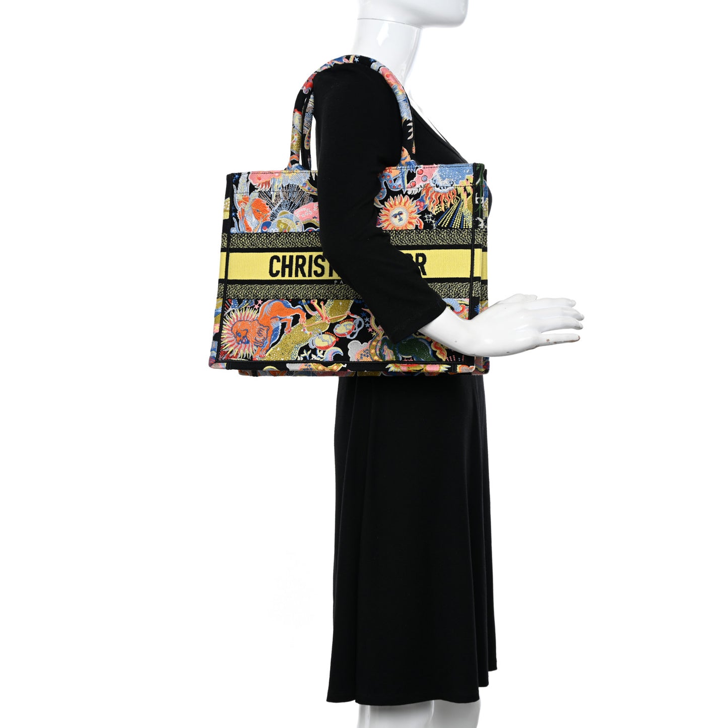 Canvas Zodiac Fantastico Embroidered Medium Book Tote Black Multicolor
