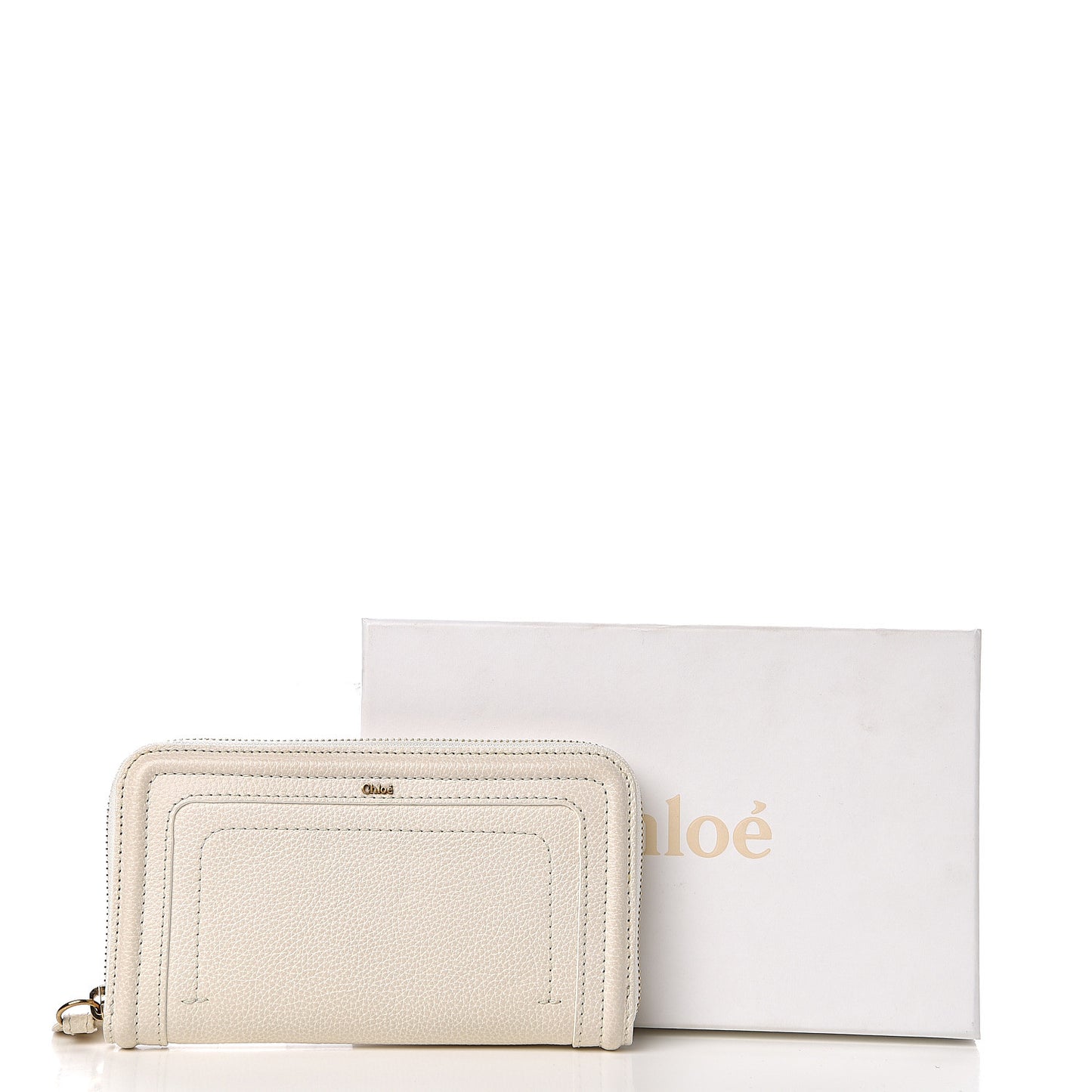 Grained Calfskin Paraty Long Zip Around Wallet Cream