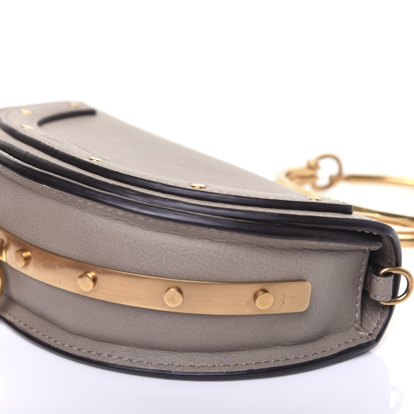 Calfskin Small Nile Bracelet Minaudiere Bag Motty Grey