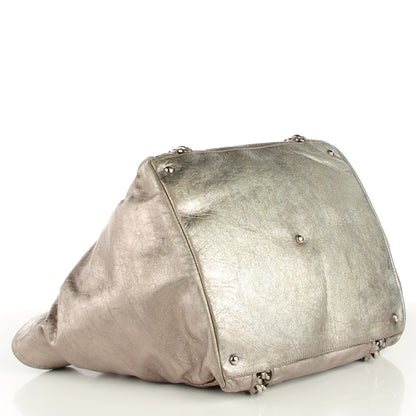 Chanel Metallic Cracked Calfskin Modern Chain Tote Dark Silver 4 of 8