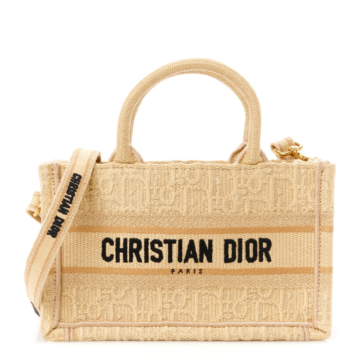 Christian Dior Raffia Oblique Mini Toile De Jouy Book Tote With Strap Beige 1 of 10