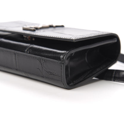Saint Laurent Calfskin Crocodile Embossed Monogram Kate Belt Bag Black 11 of 12