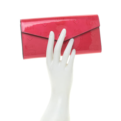 MCM Patent Monogram Continental Flap Wallet Love Potion 2 of 10